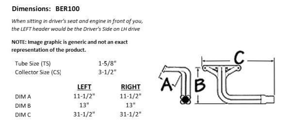 BER100 Sprint Style Roadster Header, Buick V6 - Image 2