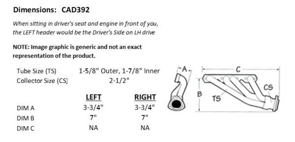 CAD392 Header Set, Cadillac 390-429 - Image 3