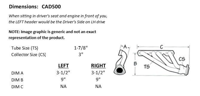 CAD500 Header Set, Cadillac 425-500 - Image 2